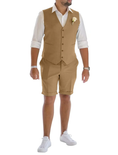 Load image into Gallery viewer, Men's Linen Summer Suits 2 Piece Causal Suits Vest and Shorts Tailored Fit 2025