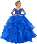 Load image into Gallery viewer, Long Sleeve Flower Girl Dresses Lace Applique Princess Ruffles Tulle Party Gown