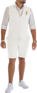 Load image into Gallery viewer, Men's Linen Summer Suits 2 Piece Causal Suits Vest and Shorts Tailored Fit 2025