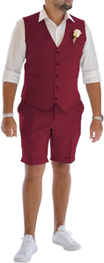 Load image into Gallery viewer, Men's Linen Summer Suits 2 Piece Causal Suits Vest and Shorts Tailored Fit 2025