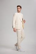 Load image into Gallery viewer, Casual Peaked Lapel Linen Men's Slim Fit 2 Piece Suit