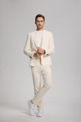 Load image into Gallery viewer, Casual Peaked Lapel Linen Men's Slim Fit 2 Piece Suit