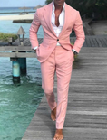 Bild in Galerie-Betrachter laden, Men's Wedding Linen Beach Summer Single Breasted One-button 2 Piece Suits