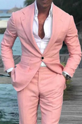 Bild in Galerie-Betrachter laden, Men's Wedding Linen Beach Summer Single Breasted One-button 2 Piece Suits