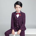 Bild in Galerie-Betrachter laden, Purple Red Plaid Fashion 5 Piece Boys Suits