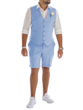 Load image into Gallery viewer, Men's Linen Summer Suits 2 Piece Causal Suits Vest and Shorts Tailored Fit 2025