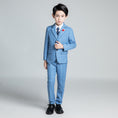 Load image into Gallery viewer, Light Blue Plaid Elegant Formal 5 Piece Boys Suits