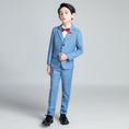 Load image into Gallery viewer, Light Blue Plaid Elegant Formal 5 Piece Boys Suits