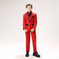 Cargar la imagen en la vista de la galería, Red Classic Suits Set 5 Piece Boys Suits