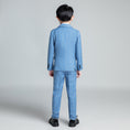 Load image into Gallery viewer, Light Blue Plaid Elegant Formal 5 Piece Boys Suits