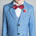 Load image into Gallery viewer, Light Blue Plaid Elegant Formal 5 Piece Boys Suits