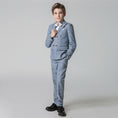 Load image into Gallery viewer, Light Blue Plaid Elegant Formal 5 Piece Boys Suits
