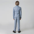 Load image into Gallery viewer, Light Blue Plaid Elegant Formal 5 Piece Boys Suits