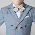 Load image into Gallery viewer, Light Blue Plaid Elegant Formal 5 Piece Boys Suits