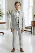 Cargar la imagen en la vista de la galería, Boys Grey Formal Suit for Weddings 3-Piece Suit