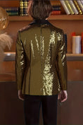 Load image into Gallery viewer, Boys Gold Sequin Shawl Collar Blazer for Gala Weddings