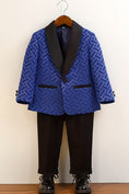 Load image into Gallery viewer, Boys Royal Blue Print 2-Piece Suit for Formal Weddings
