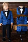 Load image into Gallery viewer, Boys Royal Blue Print 2-Piece Suit for Formal Weddings
