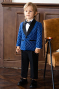 Load image into Gallery viewer, Boys Royal Blue Print 2-Piece Suit for Formal Weddings