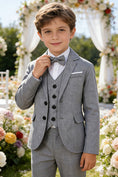 Cargar la imagen en la vista de la galería, Boys Light Grey 3-Piece Suit for Garden Weddings & Outdoor