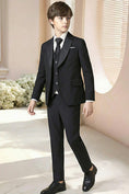 Bild in Galerie-Betrachter laden, Boys Black Shawl Collar 3-Piece Suit for Formal Weddings