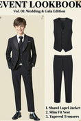 Load image into Gallery viewer, Boys Black Shawl Collar 3-Piece Suit for Formal Weddings
