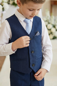 Load image into Gallery viewer, Boys Navy Blue 2-Piece Vest and Pants Set for Formal Events