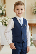 Load image into Gallery viewer, Boys Navy Blue 2-Piece Vest and Pants Set for Formal Events