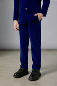 Load image into Gallery viewer, Boys Royal Blue Velvet 3-Piece Suit for Weddings with Notch Lapel