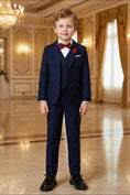 Load image into Gallery viewer, Boys Navy Blue 3-Piece Suit for Weddings with Notch Lapel