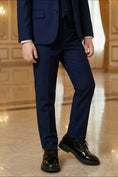 Load image into Gallery viewer, Boys Navy Blue 3-Piece Suit for Weddings with Notch Lapel