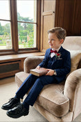 Load image into Gallery viewer, Boys Navy Blue 3-Piece Suit for Weddings with Notch Lapel