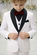Bild in Galerie-Betrachter laden, Boys White Tuxedo 3-Piece Suit with Black Satin Shawl Lapel