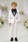Bild in Galerie-Betrachter laden, Boys White Tuxedo 3-Piece Suit with Black Satin Shawl Lapel