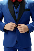 Bild in Galerie-Betrachter laden, Boys Royal Blue Tuxedo 3-Piece Suit with Black Satin Shawl Lapel