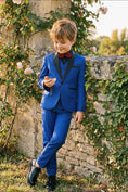 Bild in Galerie-Betrachter laden, Boys Royal Blue Tuxedo 3-Piece Suit with Black Satin Shawl Lapel