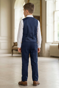 Cargar la imagen en la vista de la galería, Boys Navy Blue Formal Suit for Weddings with Classic Vest 2-Piece Suit