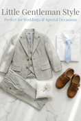 Load image into Gallery viewer, Baby Boys Light Grey Formal Suit for Weddings with Soft Tailoring 3-Piece Suit
