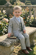 Load image into Gallery viewer, Baby Boys Light Grey Formal Suit for Weddings with Soft Tailoring 3-Piece Suit