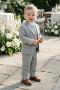 Load image into Gallery viewer, Baby Boys Light Grey Formal Suit for Weddings with Soft Tailoring 3-Piece Suit