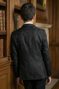 Bild in Galerie-Betrachter laden, Boys Black Jacquard Tuxedo for Weddings with Shawl Collar 3-Piece Suit