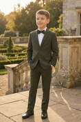 Cargar la imagen en la vista de la galería, Boys Forest Green Suit for Weddings with Bow Tie 2-Piece Suit