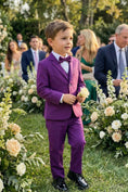 Load image into Gallery viewer, Boys Vibrant Purple 3-Piece Suit for Weddings with Notch Lapel