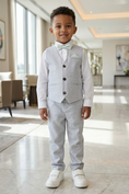 Load image into Gallery viewer, Boys Light Grey Vest and Pants 2-Piece for Weddings and Formal Events