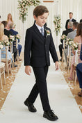 Load image into Gallery viewer, Boys Classic Black 3-Piece Suit for Weddings with Notch Lapel