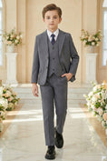 Load image into Gallery viewer, Boys Classic Grey 3-Piece Suit for Weddings with Notch Lapel