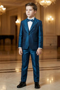 Load image into Gallery viewer, Boys Iridescent Teal Single-Breasted 2-Piece Suit for Ballroom Weddings
