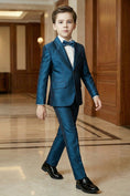 Cargar la imagen en la vista de la galería, Boys Iridescent Teal Single-Breasted 2-Piece Suit for Ballroom Weddings