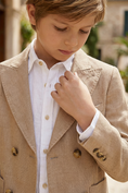 Load image into Gallery viewer, Boys Khaki Double Breasted Peak Lapel Suit Jacket