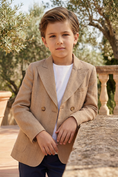 Load image into Gallery viewer, Boys Khaki Double Breasted Peak Lapel Suit Jacket